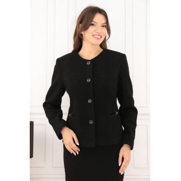 Sacou elegant din stofa bucle neagra