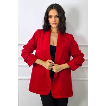 Sacou office Alessia, cu buzunare decorative, Rosu, Marime S/M