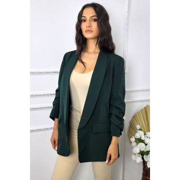 Sacou office Alessia, cu buzunare decorative, Verde inchis, Marime S/M