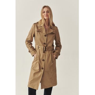 Trenci din amestec de bumbac cu curea in talie