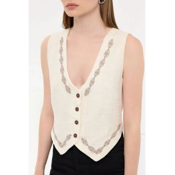 Vesta  cu imprimeu abstract - textil - bej