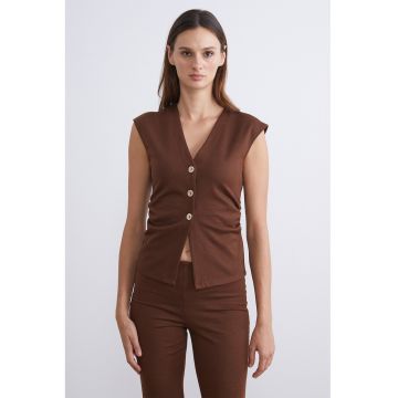 Vesta cu nasturi si decolteu in V