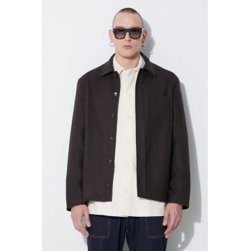 A.P.C. geacă de lână culoarea maro, de tranziție