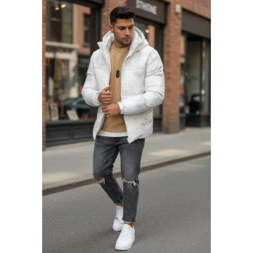 Geaca barbati groasa de iarna  alba 2602