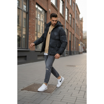 Geaca barbati groasa de iarna  neagra 2602