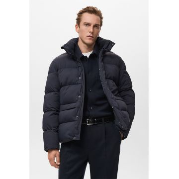 Geaca cu finisaj rezistent la apa si guler mediu - Albastru ultramarin