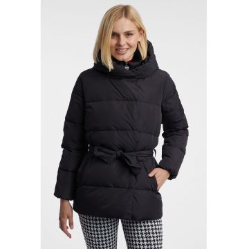 Geaca cu vatelina si umplutura de puf din pene cu guler inalt