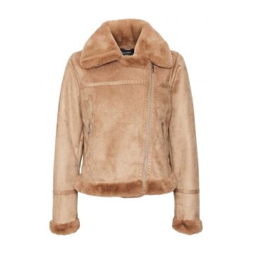 Geaca dama -  Piele intoarsa ecologica - Maro