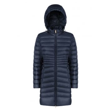 Geaca lunga matlasata cu gluga - Bleumarin