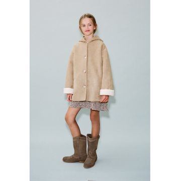 Haina din blana shearling sintetica cu gluga