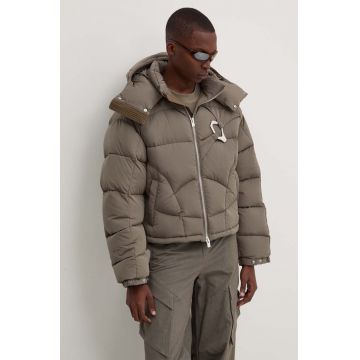 Heliot Emil geaca de puf barbati, culoarea verde, de iarna, oversize, HE.M.02.093.BLK01