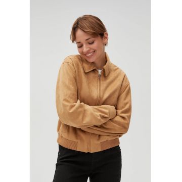 Jacheta bej din imitatie de suede
