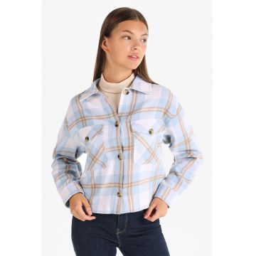 Jacheta-camasa crop cu model in carouri