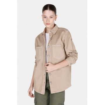 Jacheta-camasa din denim cu buzunare pe piept