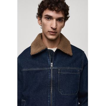 Jacheta-camasa din denim cu fermoar