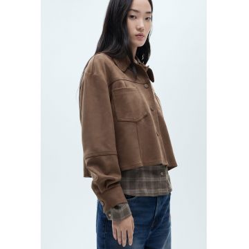 Jacheta crop cu inchidere cu capse