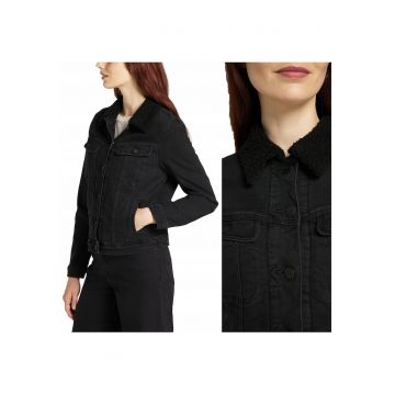 Jacheta De Dama Din Denim -  Sherpa Rider - Croi: Regular Fit - Inchidere: Nasturi - Numar De Buzunare: 4 - Compozitie Material: 85% Bumbac - 14% Poliester - 1% Elastan - XS - Negru - 1 Bucata
