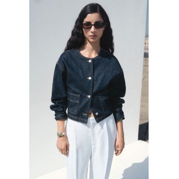 Jacheta de denim cu maneci cazute