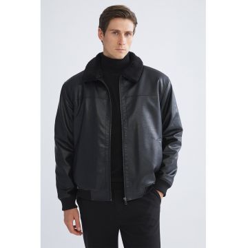 Jacheta de piele ecologica cu fermoar