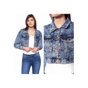 Jacheta Din Denim -  Jacheta Cropped M - Croi Regular - Inchidere: Nasturi - Compozitie Material: 100% Bumbac - Numar De Buzunare: 2 - M - Albastru - 1 Bucata