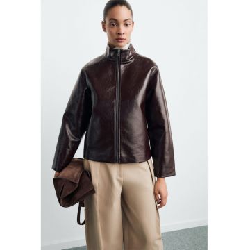 Jacheta din piele ecologica cu fermoar