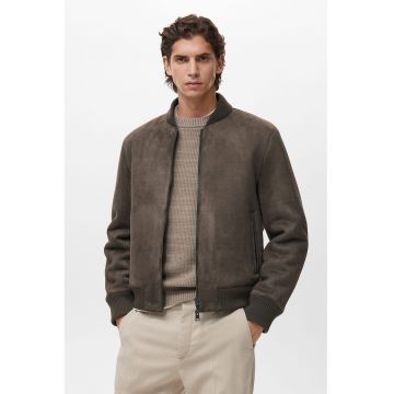 Jacheta din piele intoarsa ecologica cu fermoar