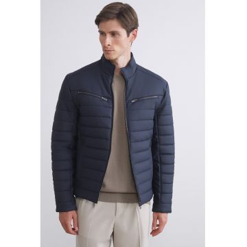 Jacheta slim fit cu guler mediu