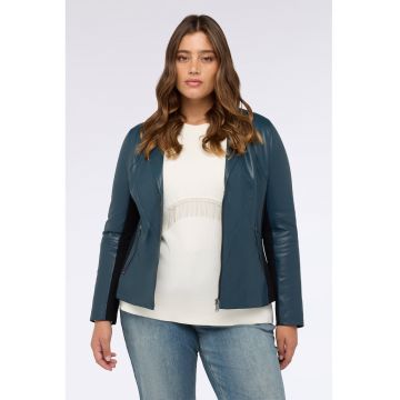 Jacheta slim fit de piele ecologica