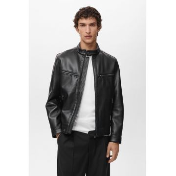 Jacheta slim-fit din piele ecologica
