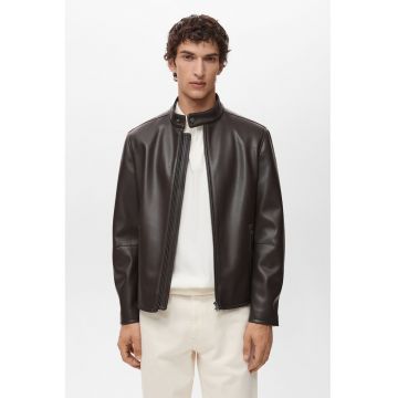 Jacheta slim-fit din piele ecologica