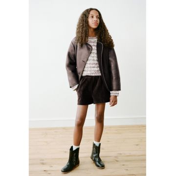 Palton cu guler cu aspect de blana