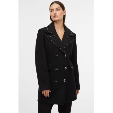 Palton din amestec de lana cu aplicatii decorative