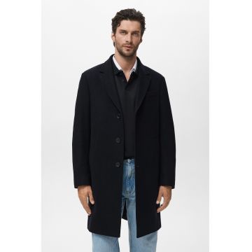 Palton din amestec de lana cu model uni