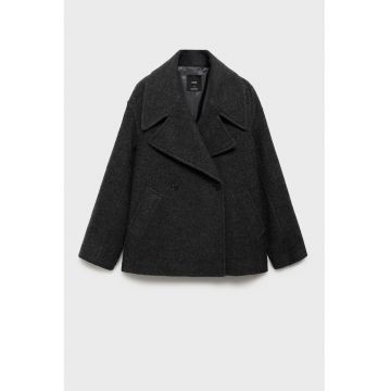 Palton din amestec de lana cu revere decupate