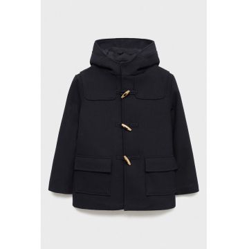 Palton din amestec de lana si buzunare cu clapa