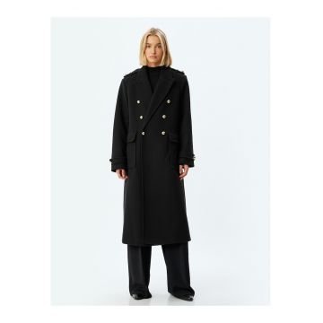 Palton lung cu slit pe spate