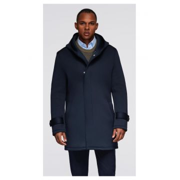 Palton minimalist de lungime medie cu gluga  OM-COLC-0144