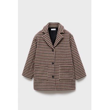 Palton scurt cu model houndstooth