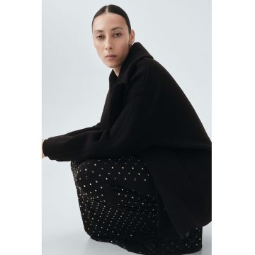 Palton scurt supradimensionat din amestec de lana