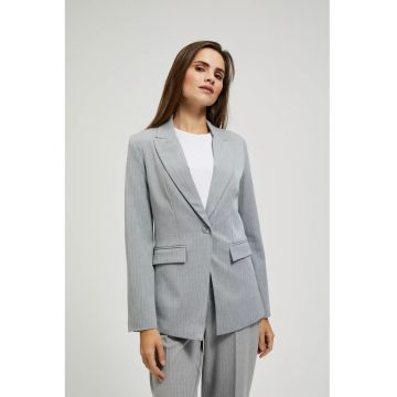 Sacou gri cu dungi - cu un singur rand de nasturi