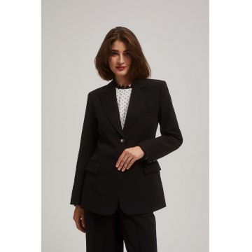 Sacou negru cu un singur rand de nasturi