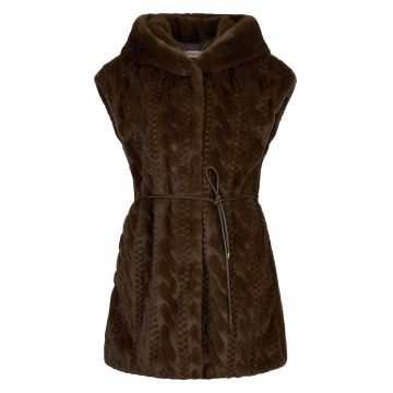 Vesta din blana sintetica si gluga