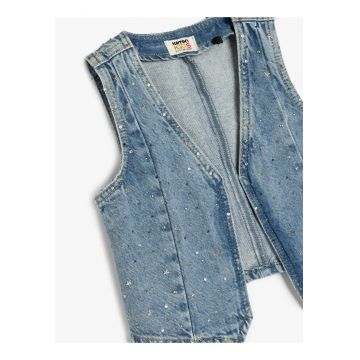 Vesta din denim cu strasuri