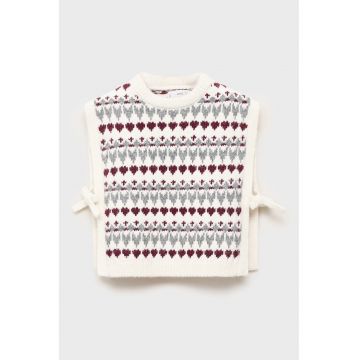 Vesta tricotata cu model cu inimi