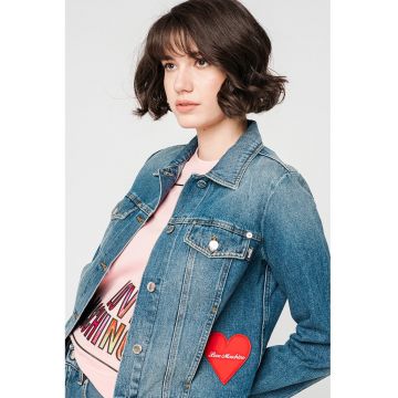 Jacheta de denim cu aplicatie logo Jacheta de denim cu aplicatie logo