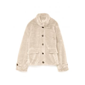 Geaca dama -  blana artificiala - poliester reciclat - bej