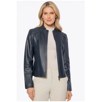Geaca dama -  bleumarin - doua buzunare - piele naturala