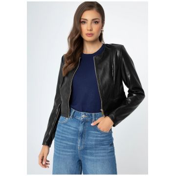 Geaca dama  piele ecologica - scurta - neagra