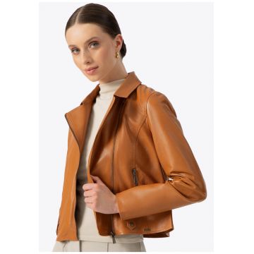 Geaca dama  piele naturala - caramel - din piele de oaie