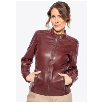 Geaca de dama -  din piele naturala - culoare visiniu